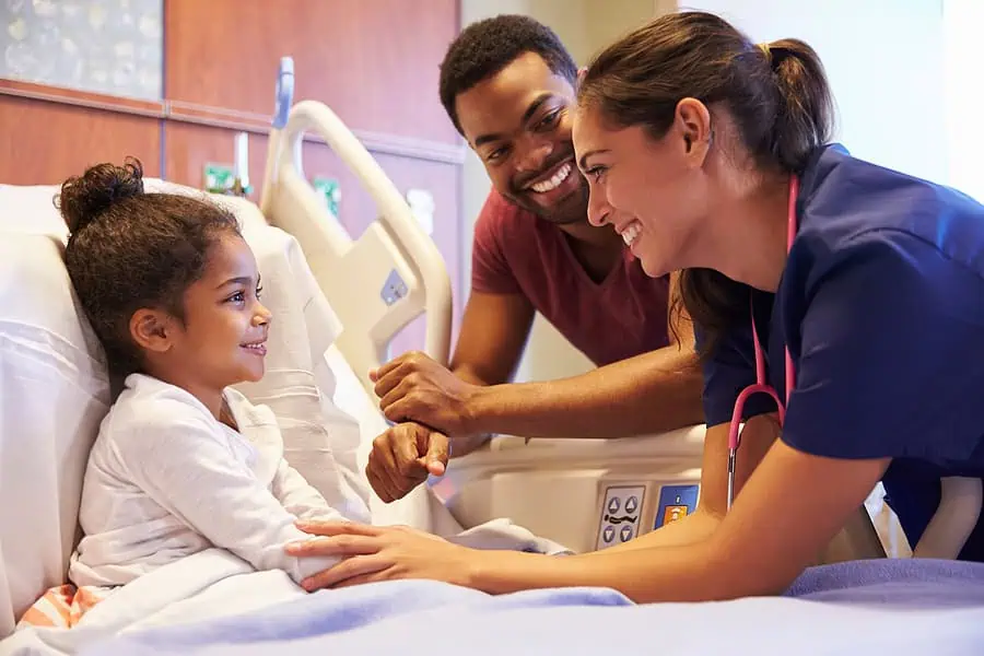 Young girl in hospital for observation